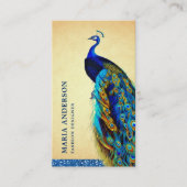 Elegant Chic  Rustic Blue Indian Peacock Visitekaartje (Voorkant)
