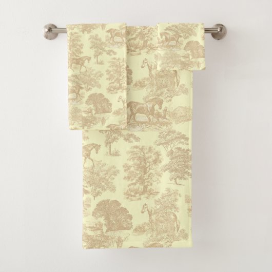Elégant Chic Rustique Cheval Beige Crème Toile (En situation)