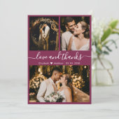 Elegant Chic Script 3 Photo Collage Mariage Merci (Debout devant)