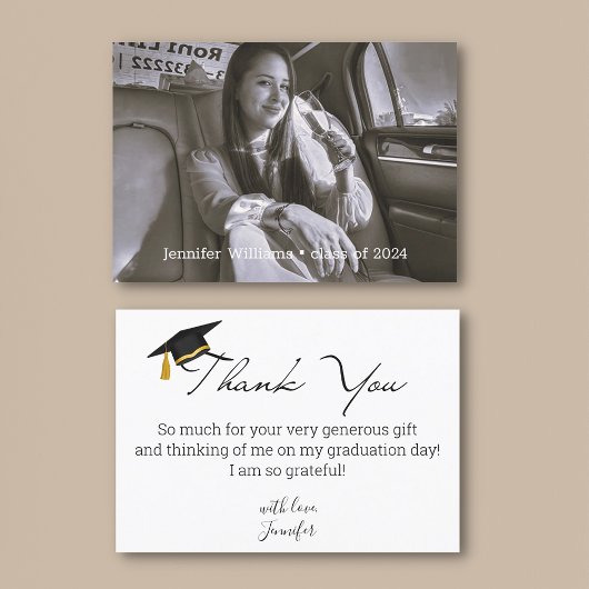 Elegant Chic Script afstuderen 2025 Foto Bedankkaart