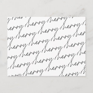 Elegant Chic Script Black White kerst Briefkaart