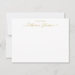 Elegant Chic Script Calligraphy A Note of Gold Notitiekaartje
