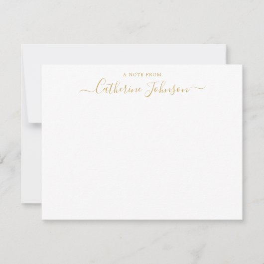 Elegant Chic Script Calligraphy A Note of Gold Notitiekaartje (Voorkant)