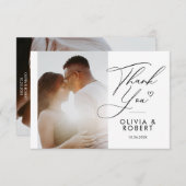 Elegant Chic Script Love Heart Mariage Photo Merci (Devant / Derrière)