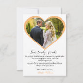Elegant Chic Script Love Heart Weduwfoto Bedankkaart (Achterkant)