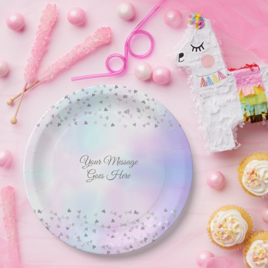 Elegant Chic Script Parel Hartjes Confetti Papieren Bordje (Feest)