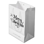 Elegant Chic Script Zwart & Wit Vrolijk Kerstfeest Medium Cadeauzakje (Voorkant Gekanteld)