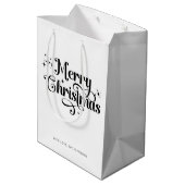Elegant Chic Script Zwart & Wit Vrolijk Kerstfeest Medium Cadeauzakje (Achterkant Gekanteld)