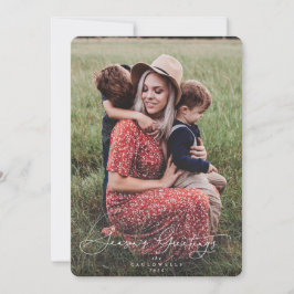 Elegant Chic Season's Groeten Kerstmis Foto Feestdagenkaart