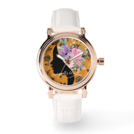 Elegant Chic Silhouet Romantische bloemen Graphic Horloge