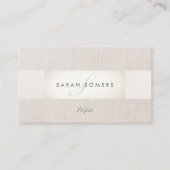 Elegant Chic Silver Classy Striped Beige Monogram Visitekaartje (Voorkant)