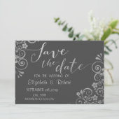 Elegant Chic Silver Flowers bewaar de datum Save The Date (Staand voorkant)