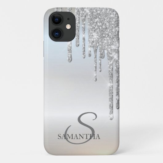 Elegant Chic Silver Glitter-schijven Case-Mate iPhone Case (Achterkant)