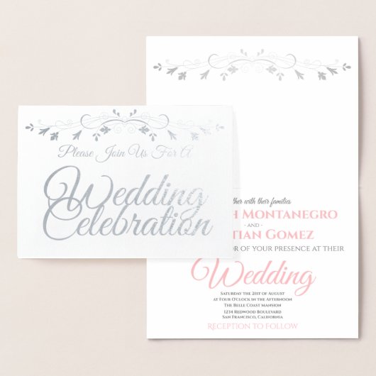 Elegant Chic Silver & Pink Folie Weddenschappen Ui Kaarten (Display)