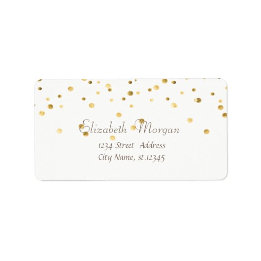 Elegant Chic Simple White, Fux Gold Foil Confetti Etiket (Voorkant)