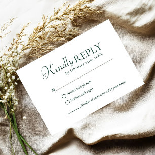 Elegant & Chic Smaragdgroene groene trouw-RSVP Ca RSVP Kaartje