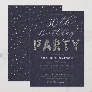 Elegant Chic Sparkle Glitter Lila Birthday Party Kaart