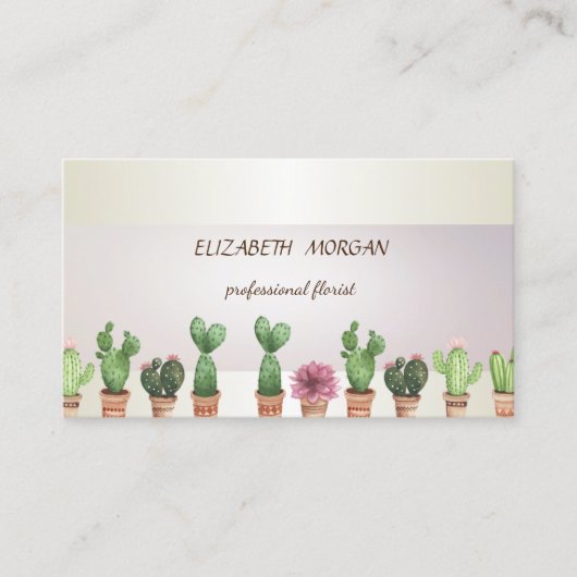 Elegant Chic Stripe Cactus Visitekaartje (Voorkant)