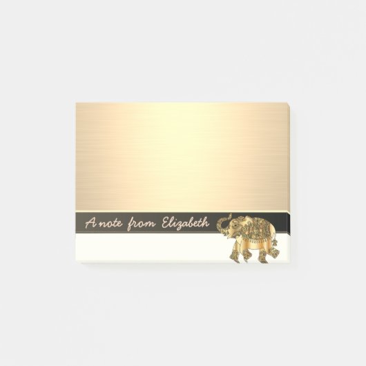 Elegant Chic Stylish Girly, Faux Gold Elephant Post-it® Notes (Voorkant)