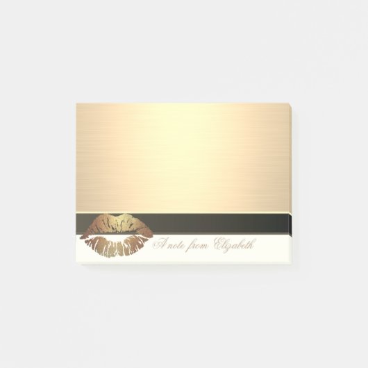 Elegant Chic Stylish Girly, Faux Gold, Lips Post-it® Notes (Voorkant)
