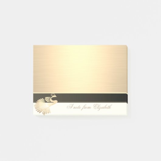 Elegant Chic Stylish Girly, Faux Gold Peacock Post-it® Notes (Voorkant)