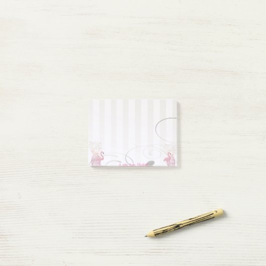 Elegant Chic Stylish Girly, Flamingos, Pineappel Post-it® Notes (Op bureau)