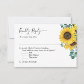 Elegant Chic Sunflower Eucalyptus Leaves Wedding RSVP Kaartje (Voorkant)