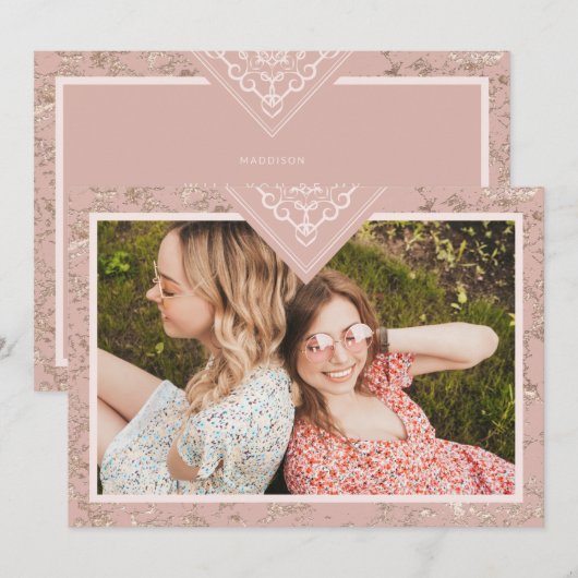 Elegant Chic Texture in Pink Bridesmaid Proposal (Voorkant / Achterkant)