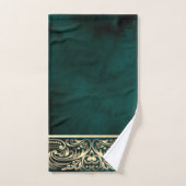 Élégant Chic Tourbillons Dorés Verts (Serviette à main)