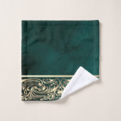 Élégant Chic Tourbillons Dorés Verts (Gant de toilette)