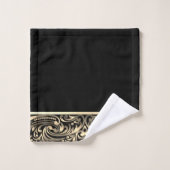 Élégant Chic Tourbillons Noir Or (Gant de toilette)