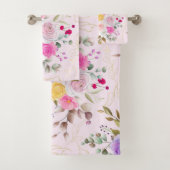 Elegant chic trendy Pink floral Bad Handdoek (Insitu)