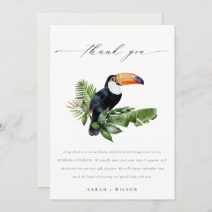 Elegant Chic Tropical Rainforest Toucan Wedding Bedankkaart