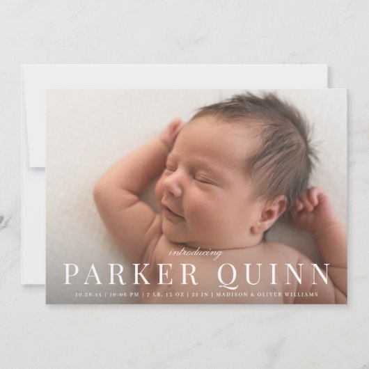 Elégant Chic Typographie Faire-part de naissance p (Devant)