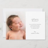 Elégant Chic Typographie Faire-part de naissance p (Dos)