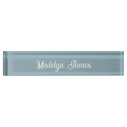 Elegant Chic Typography Dusty Blue Personalized Naambordje (Voorkant)