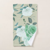 Élégant chic vert blanc floral  (Serviette à main)
