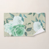 Élégant chic vert blanc floral  (Serviette à main)