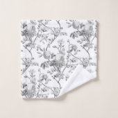 Élégant Chic Vintage Grey Rose Floral (Gant de toilette)