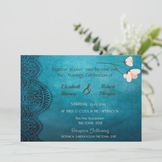 Elégant Chic Vintage Mariage Invitation (Debout devant)