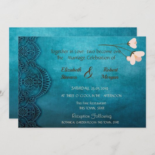 Elégant Chic Vintage Mariage Invitation (Devant / Derrière)