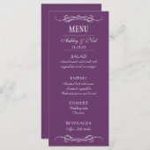 Élégant Chic Violet Mariage Menu Carte rack (Devant / Derrière)