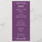 Élégant Chic Violet Mariage Menu Carte rack (Devant)