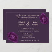 Élégant chic violet Roses Faire-part de mariage (Devant / Derrière)