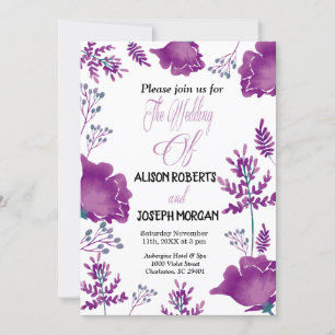 Elégant chic Watercolor violet carte Mariage royal