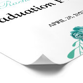 Elegant chic waterverf blue Floral Afstuderen Poster (Hoek)