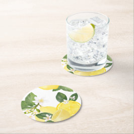 Elegant Chic Waterverf Lemon Summer Garden Ronde Kartonnen Onderzetter