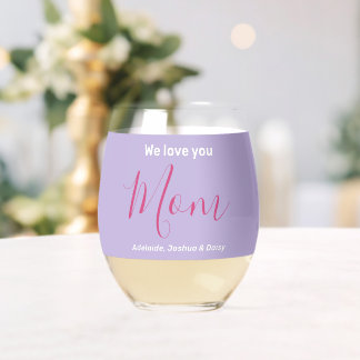 Elegant Chic We Love You Mam Glam Paarse namen Wijnglas Zonder Voet
