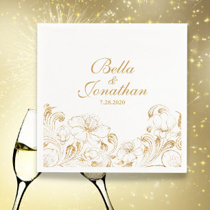 Elegant  Chic Wedding Gold Floral - Aangepast Servetten