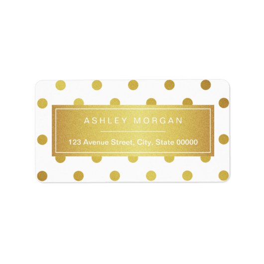 Elegant Chic White Gold Glitter Polka Dots Etiket (Voorkant)